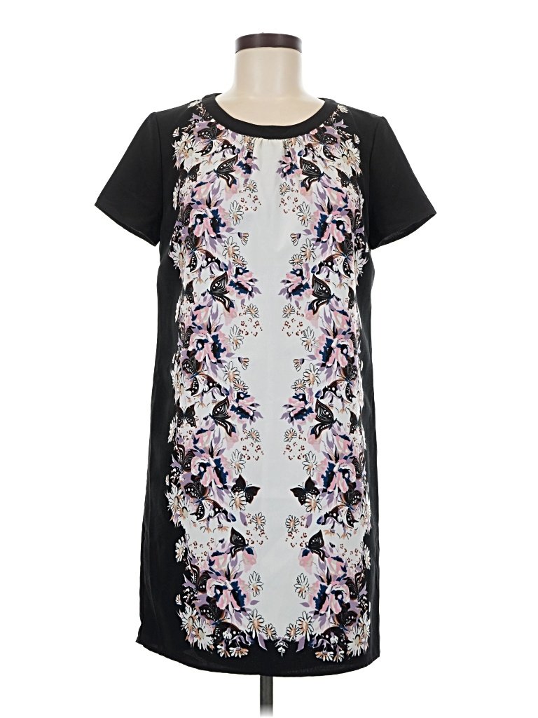 Oliver Bonas Casual Dress - Shift: Black Graphic Pattern Dresses - Used - Size 12