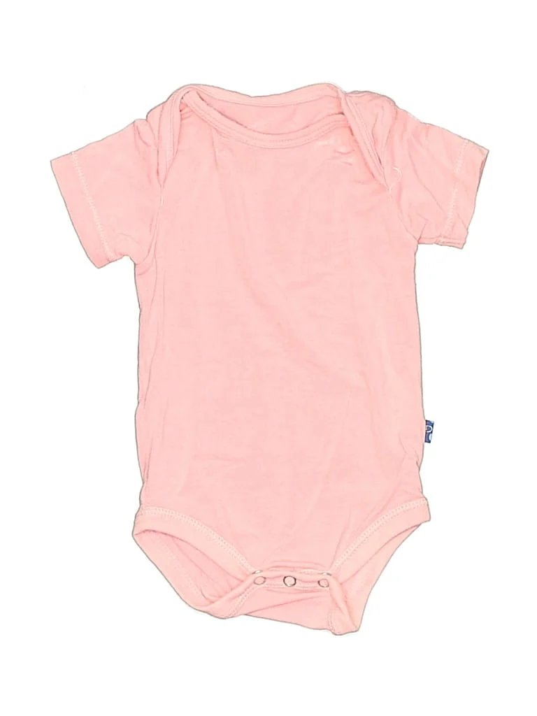 Kickee Pants Short Sleeve Onesie: Pink Bottoms - Size Newborn