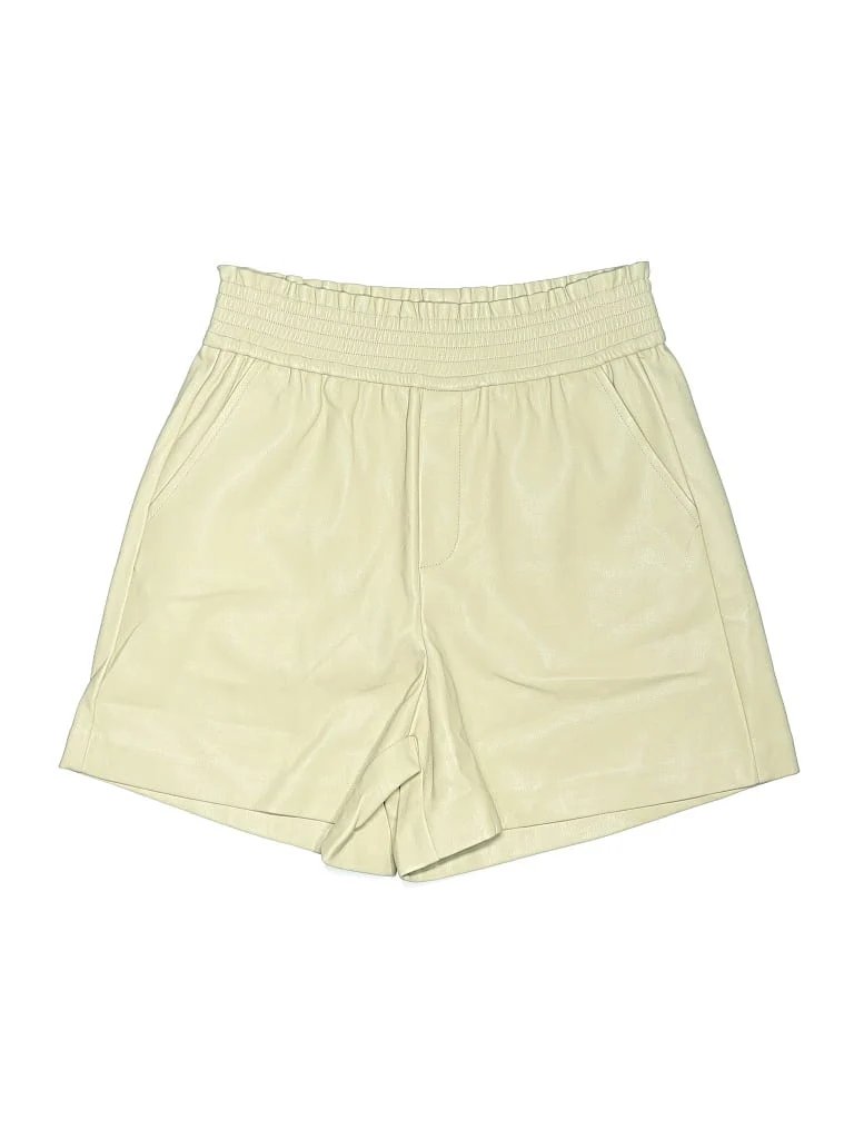 Sen Athletic Shorts: Yellow Solid Pattern Activewear - Size Small