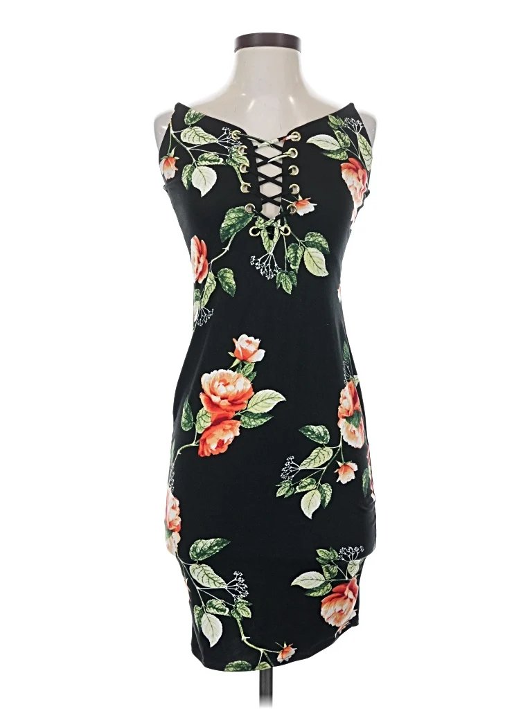 Minette Cocktail Dress: Black Tropical Pattern Dresses - Used - Size 2X-Small
