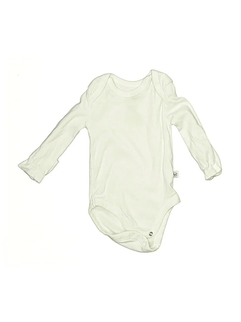 Honest Baby Clothing Long Sleeve Onesie: Ivory Solid Pattern Bottoms - Size Newborn