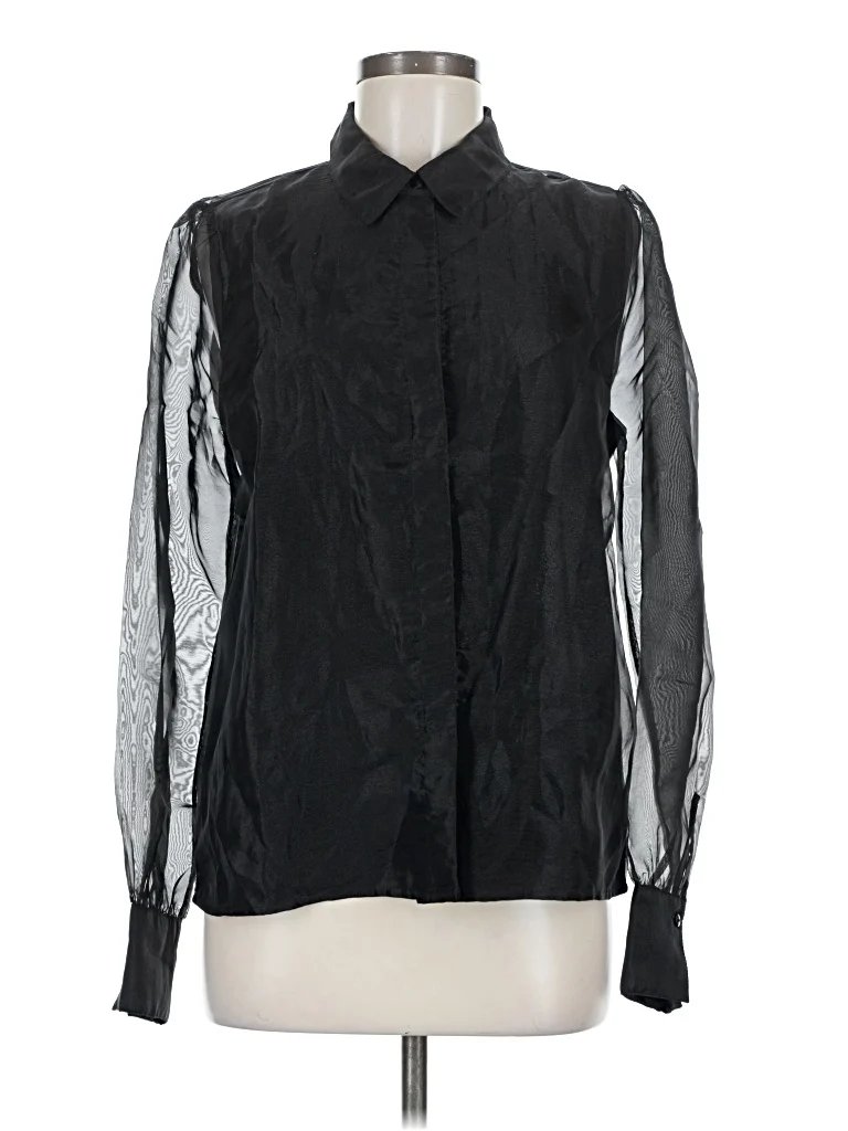 .OBJECT Long Sleeve Blouse: Black Tops - Size 40