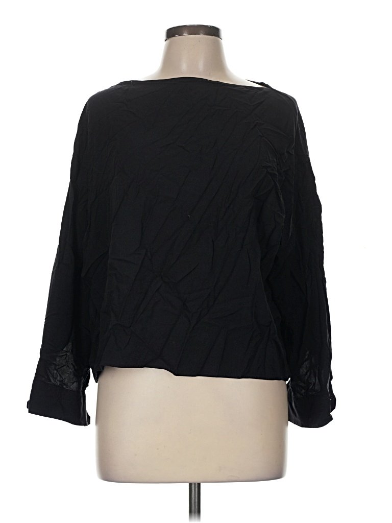 Uniqlo and Lemaire Long Sleeve Blouse: Black Tops - Size Medium