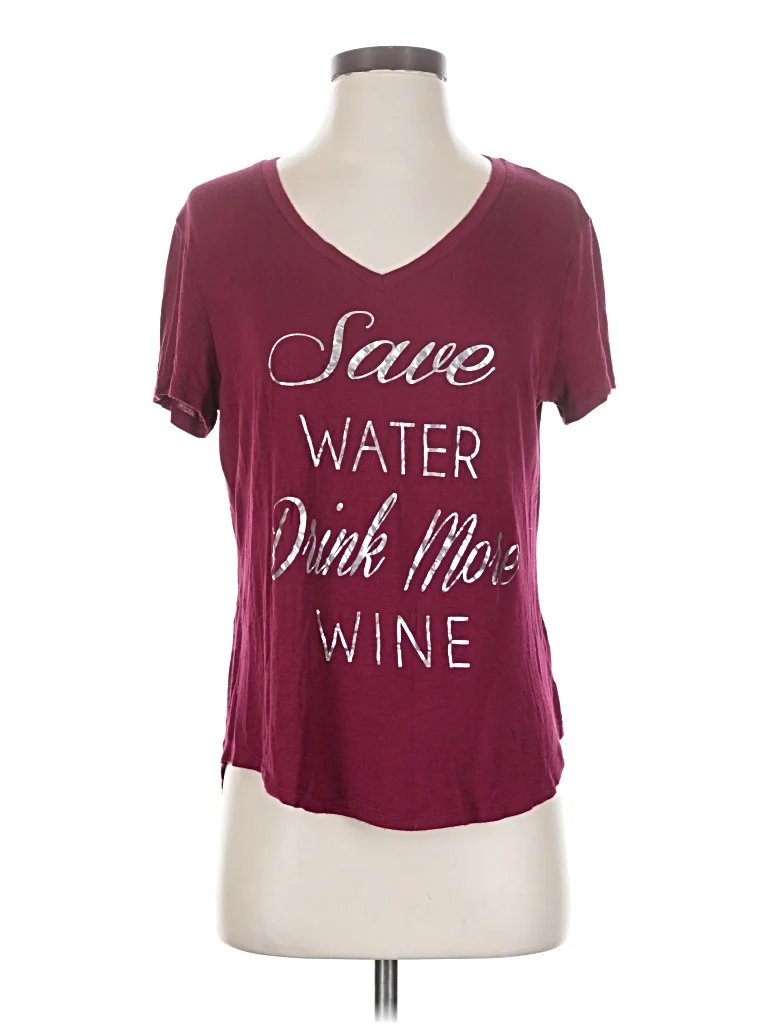 Rebel Sky Short Sleeve T-Shirt: Burgundy Tops - Size Small