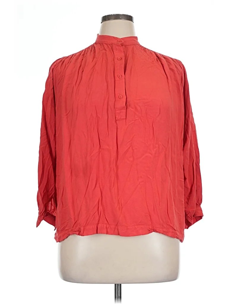 Story 3/4 Sleeve Blouse: Red Tops - Size 0X