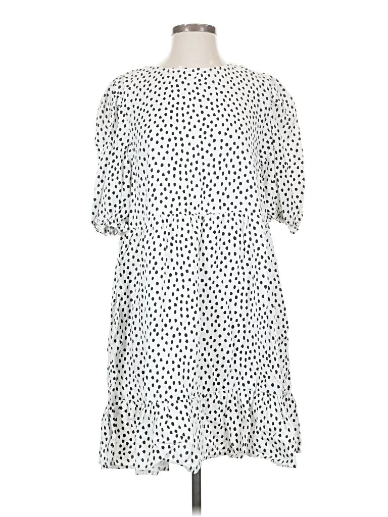 Fashion Jackson x The Drop Casual Dress: White Polka Dots Pattern Dresses - Used - Size Small