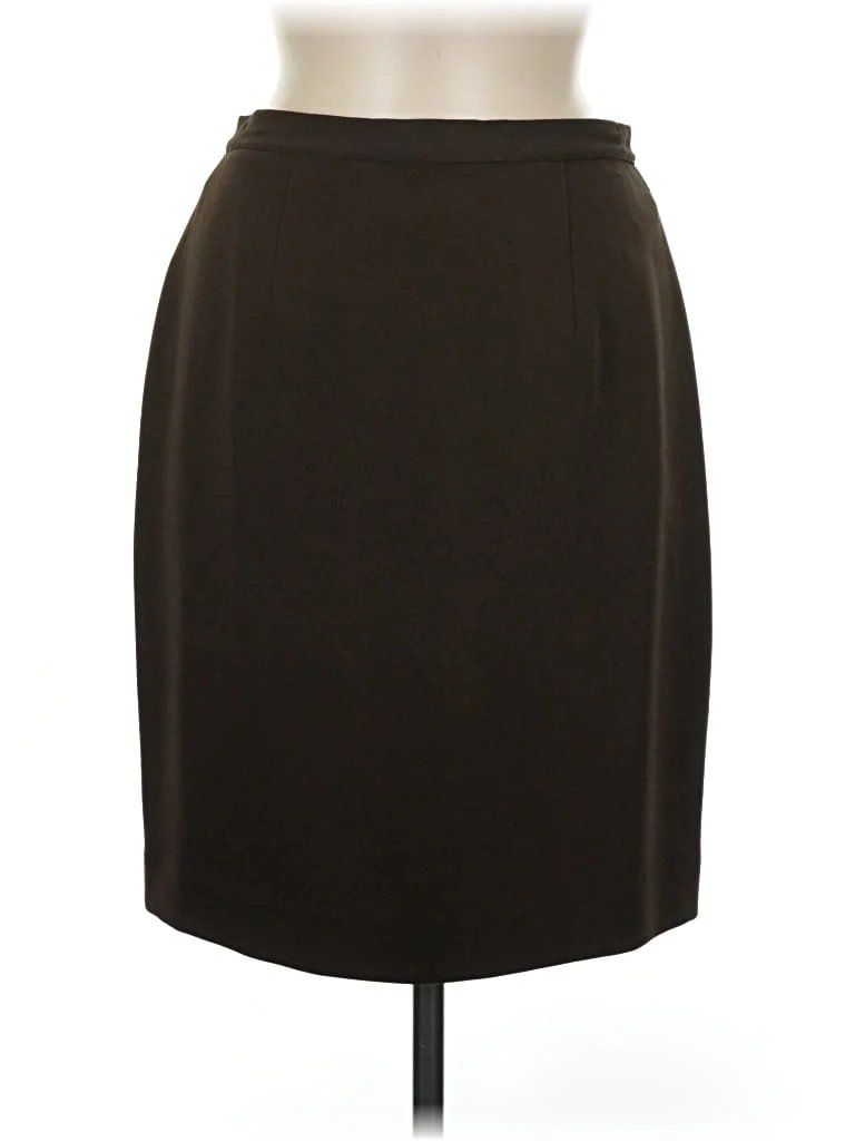 Donna Gray Formal Skirt: Brown Solid Pattern Bottoms - Size 8