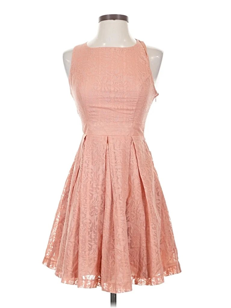 BCBG Paris Cocktail Dress - Fit & Flare: Pink Dresses - New - Size 0