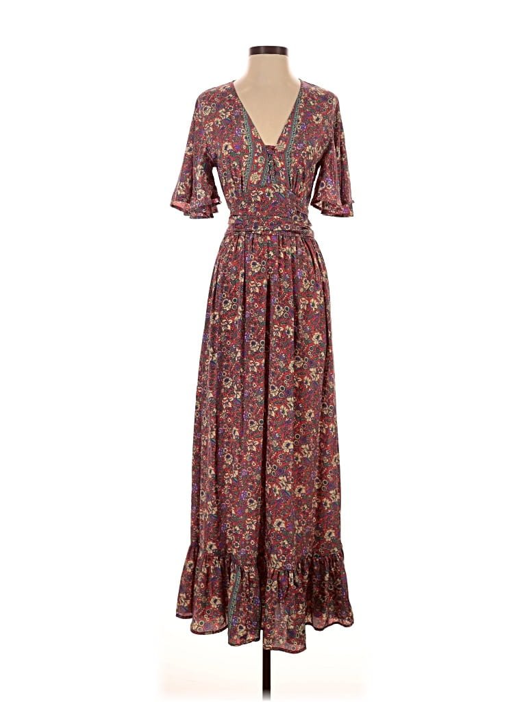 Oliver Goldsmith Casual Dress - Wrap: Burgundy Paisley Pattern Dresses - Used - Size 1