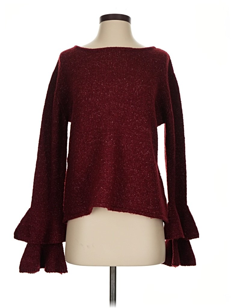 Madison Lilly Pullover Sweater: Burgundy Tops - Size Small