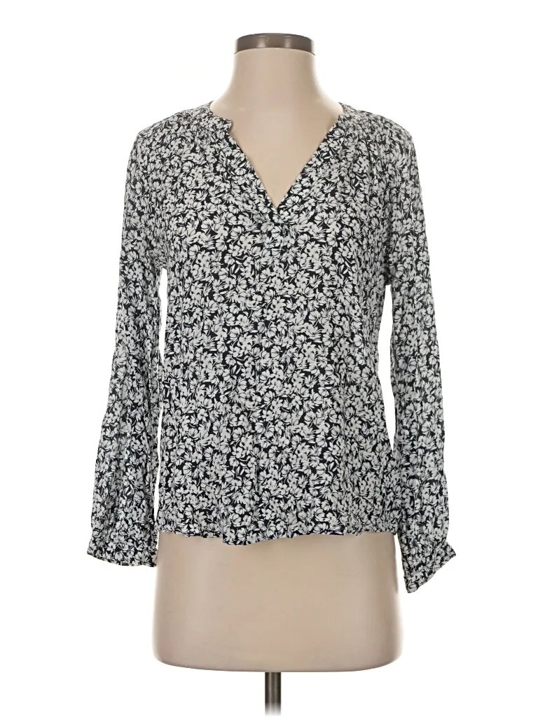Mauvette Long Sleeve Blouse: Gray Tops - Size 4