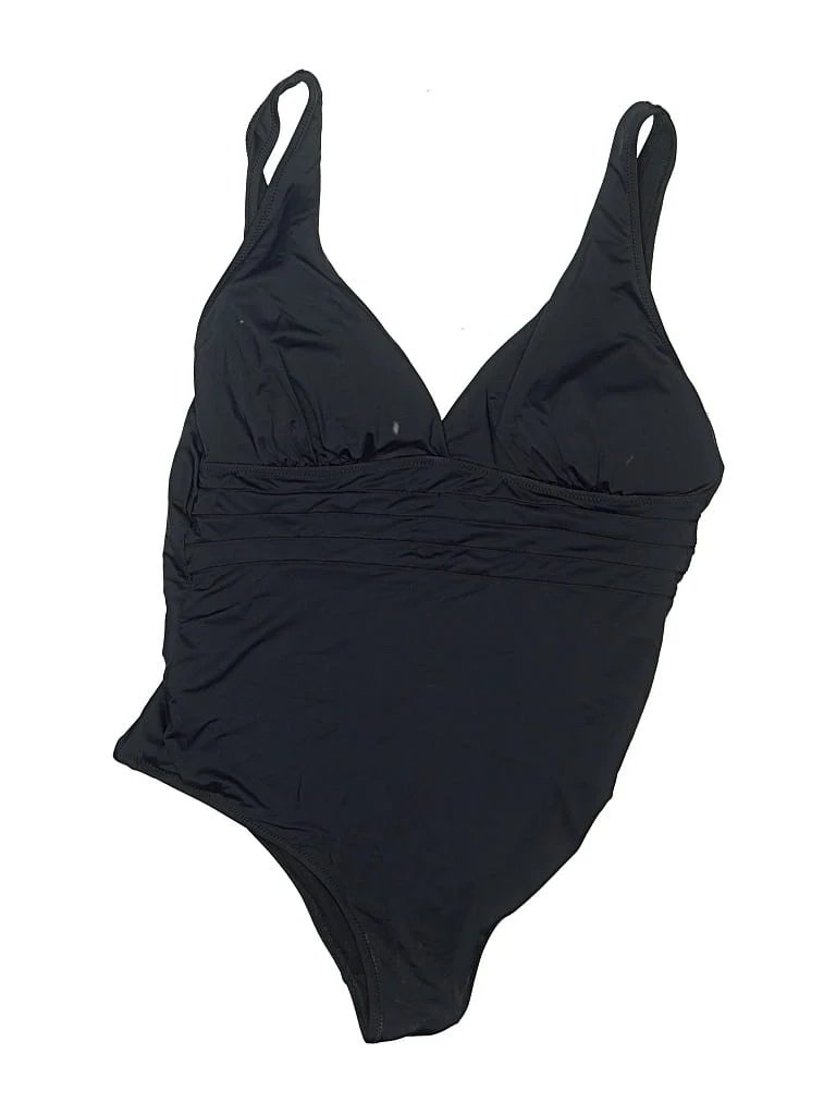 Gemma One Piece Swimsuit: Black Solid Pattern Swimwear - Size 20