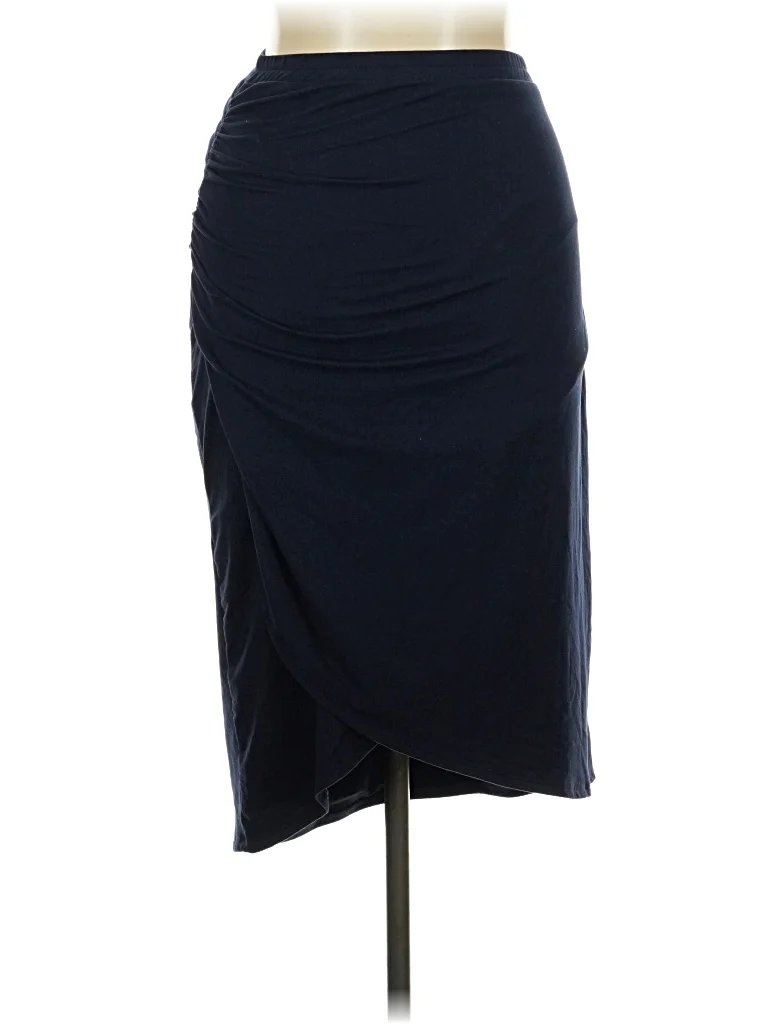 Vacay Casual Skirt: Blue Solid Pattern Bottoms - Size Large