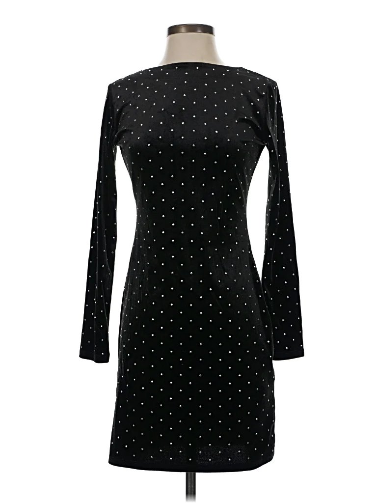 H&M Cocktail Dress: Black Polka Dots Pattern Dresses - New - Size Small