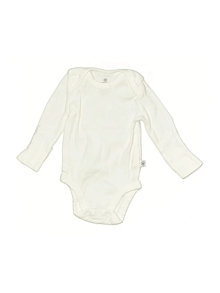 Honest Baby Clothing Long Sleeve Onesie: Ivory Solid Pattern Bottoms - Size Newborn
