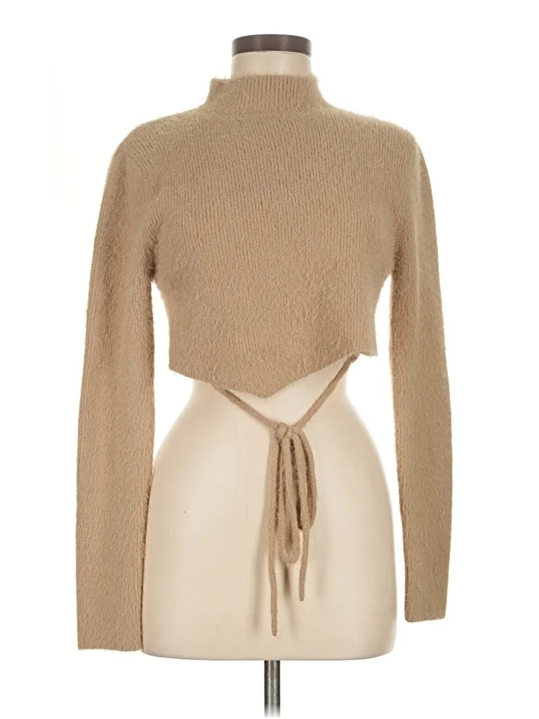 Isalis Turtleneck Sweater: Tan Tops - Size Medium