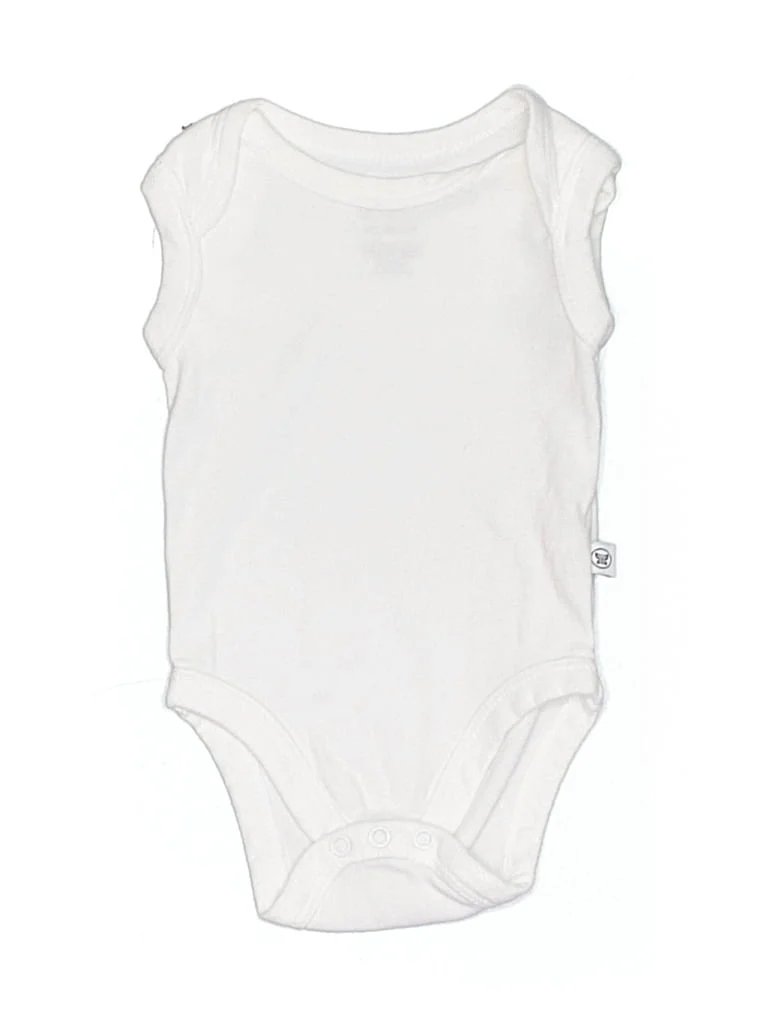 Honest Baby Clothing Short Sleeve Onesie: White Solid Pattern Bottoms - Size Newborn