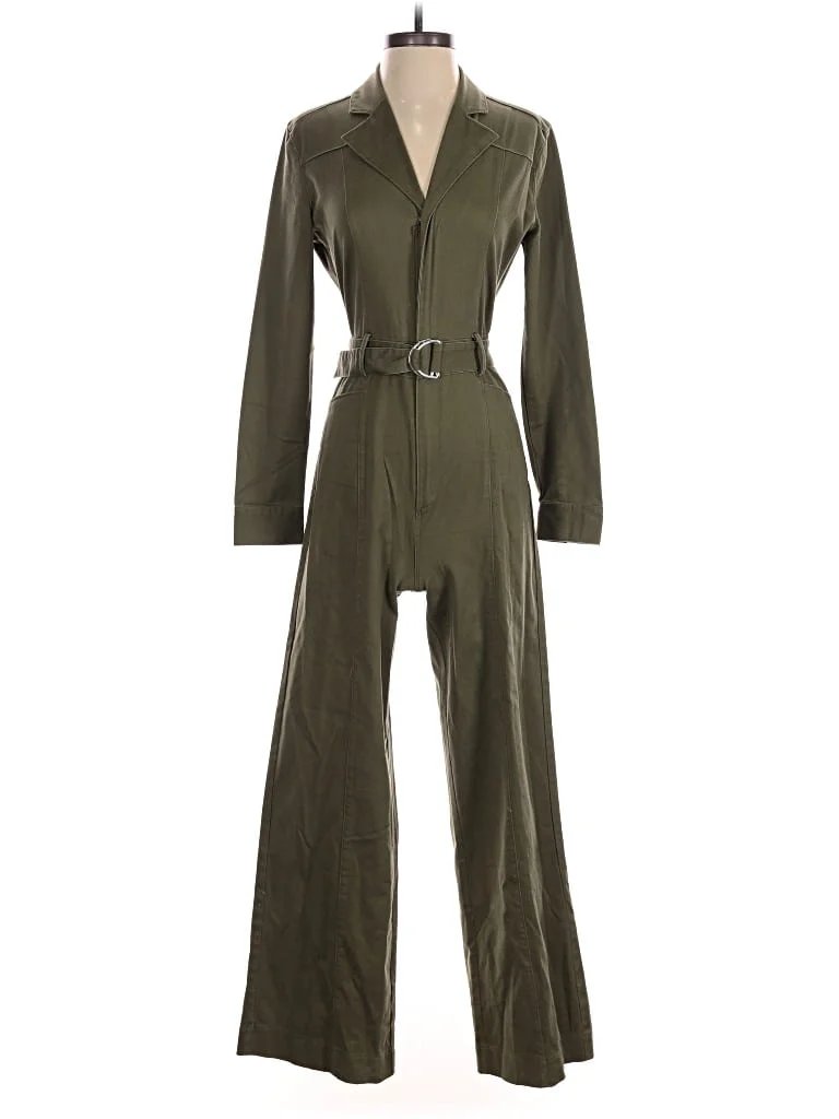 Jason Wu Jumpsuit: Green Metallic Pattern Jumpsuits - Size X-Small