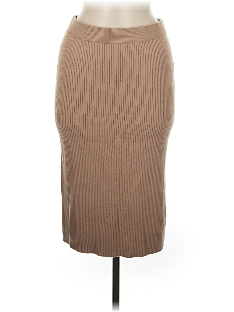 Edited Pieces Casual Skirt: Tan Solid Pattern Bottoms - Size Medium