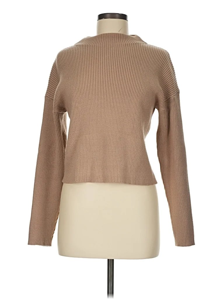 Edited Pieces Turtleneck Sweater: Tan Tops - Size Medium