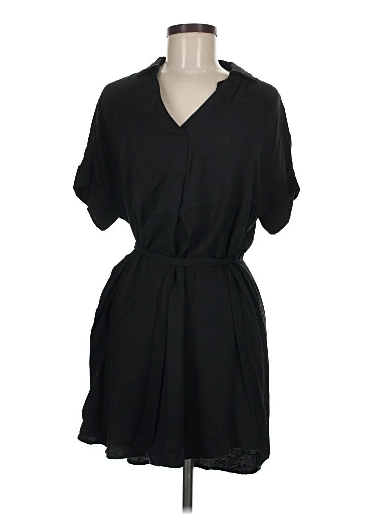 Bandit and the Babe Casual Dress - Shirtdress: Black Solid Pattern Dresses - Used - Size Medium