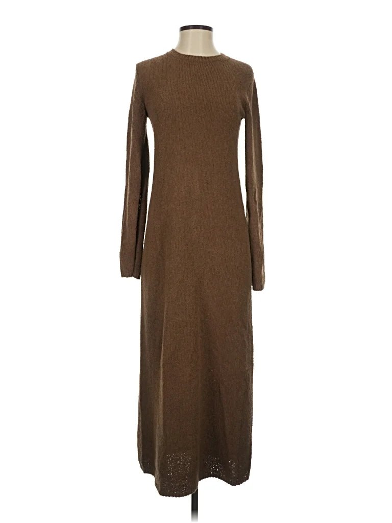 Theory Casual Dress - Sweater Dress: Brown Dresses - Used - Size P