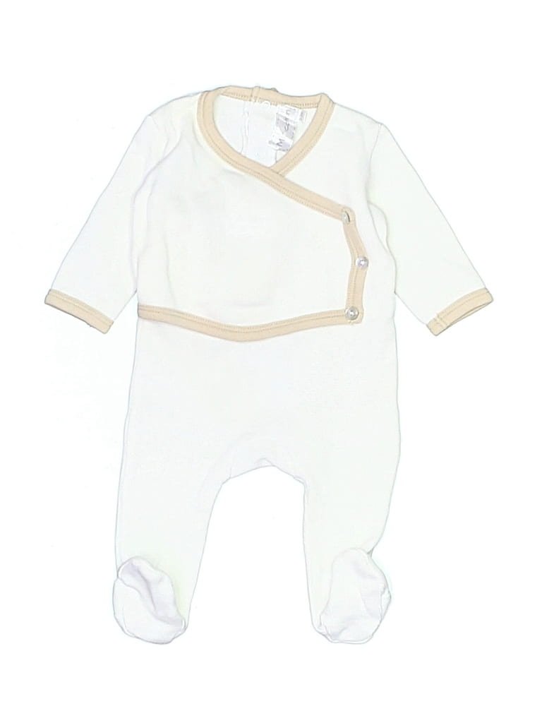 Mini Mioche Long Sleeve Onesie: Ivory Bottoms - Size 0-3 Month
