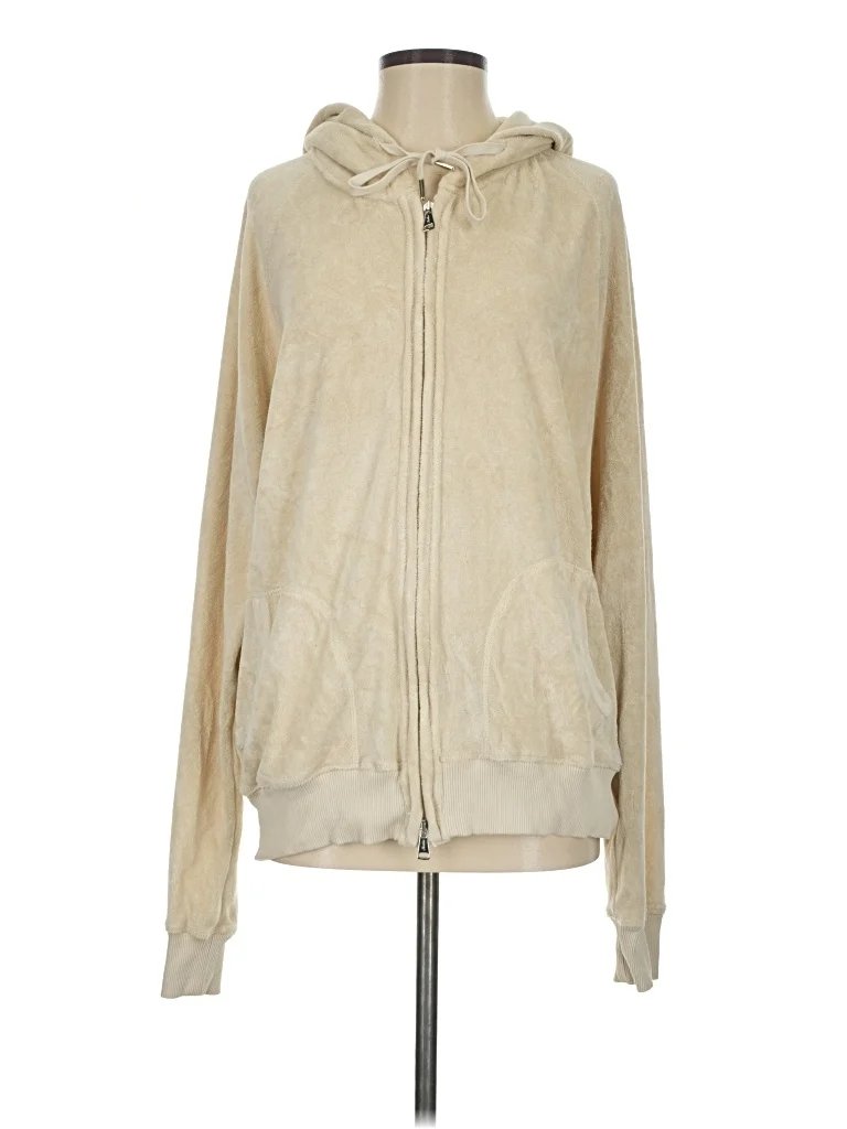 Aurelien Zip Up Hoodie: Tan Tops - Size Small