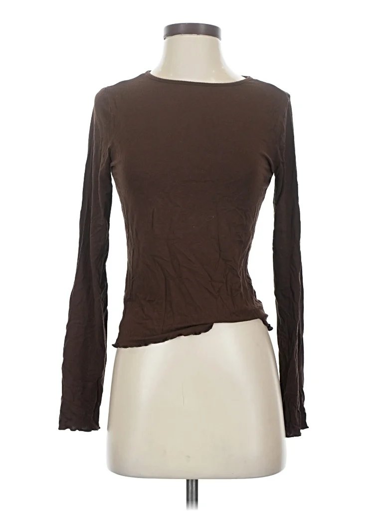 Jala Long Sleeve T-Shirt: Brown Tops - Size Small