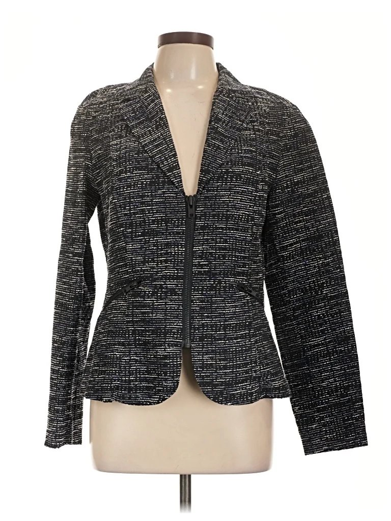 CAbi Blazer Jacket: Gray Tweed Pattern Jackets & Outerwear - Size 12