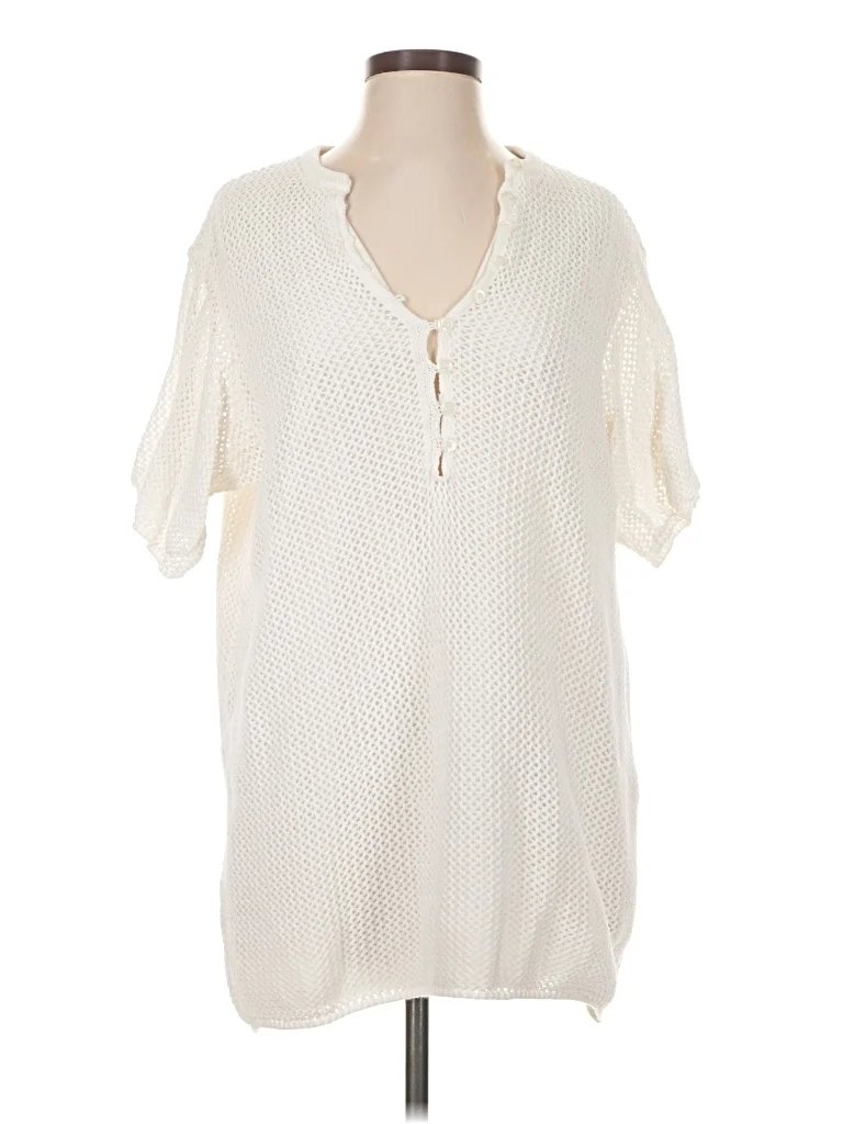 Sabo Short Sleeve Blouse: Ivory Tops - Size X-Small