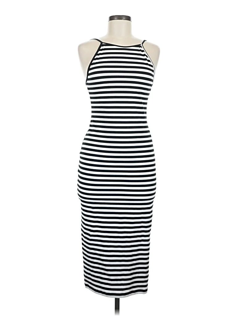 Manners London Casual Dress: Ivory Stripes Pattern Dresses - Size Medium