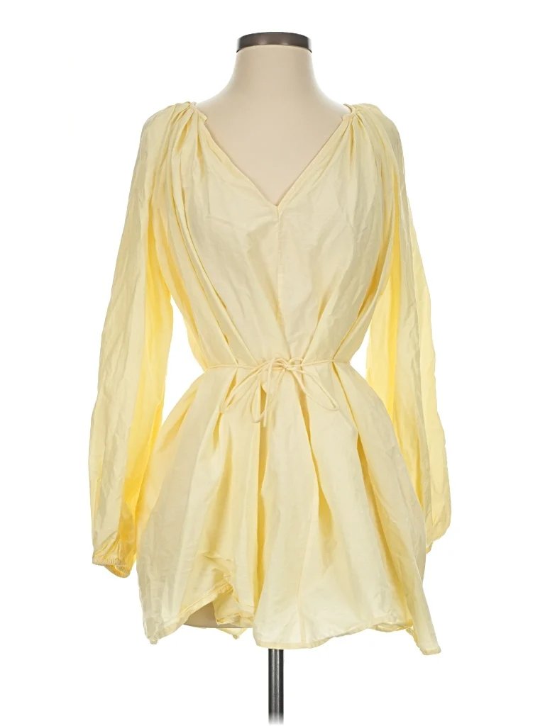 THE BALI TAILOR 3/4 Sleeve Blouse: Yellow Tops - Size 1