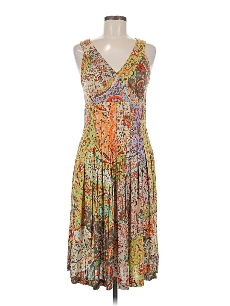 ETRO Cocktail Dress: Brown Paisley Pattern Dresses - Used - Size 42