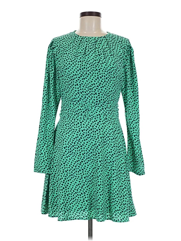 Berthie Casual Dress - Fit & Flare: Green Print Pattern Dresses - New - Size 8