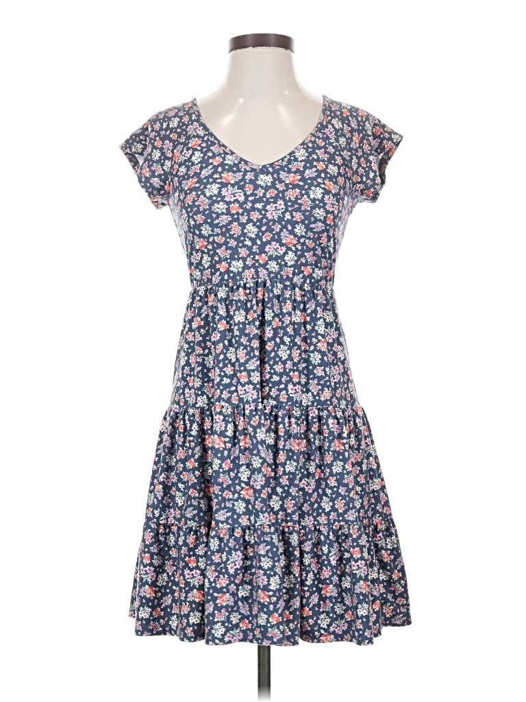 SO Casual Dress - DropWaist: Blue Floral Pattern Dresses - Used - Size X-Small