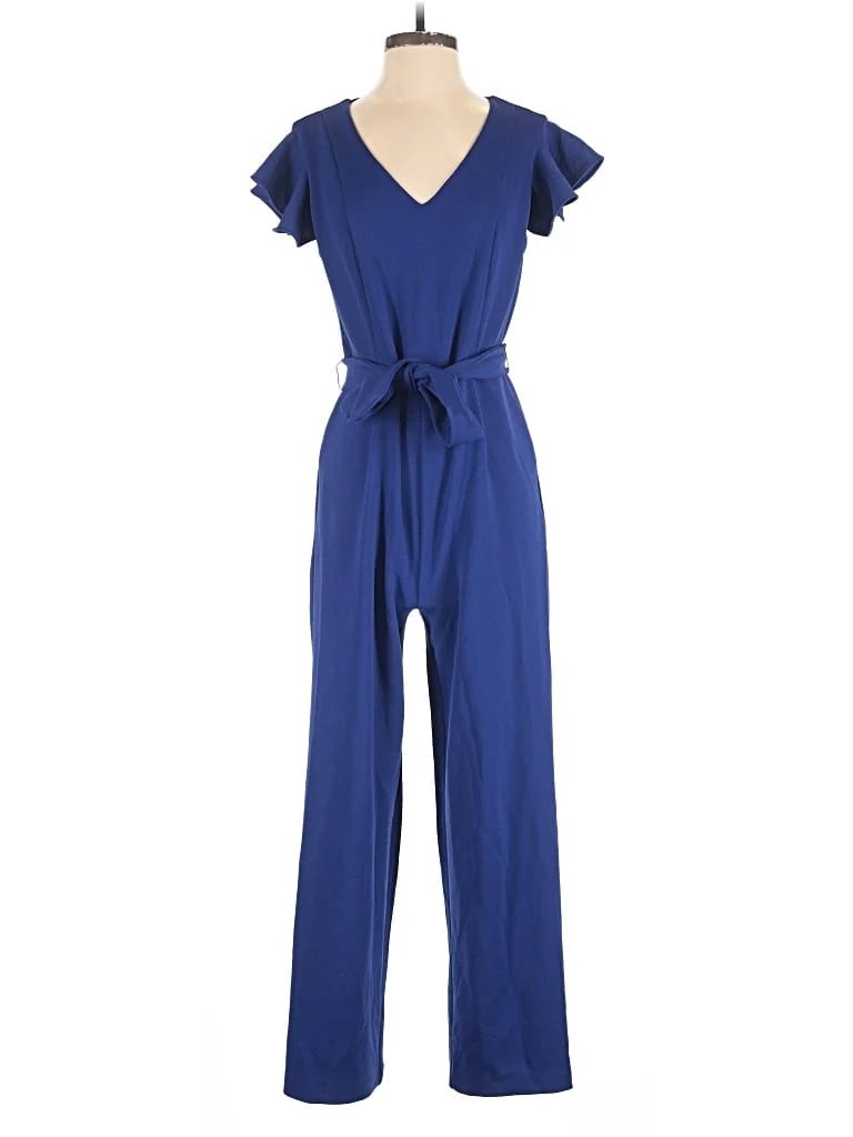 T Tahari Jumpsuit: Blue Solid Pattern Jumpsuits - Size 6