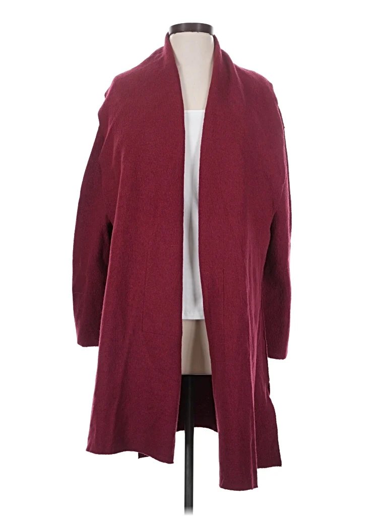 Eileen Fisher Cardigan Sweater: Burgundy Sweaters & Sweatshirts - Size X-Small