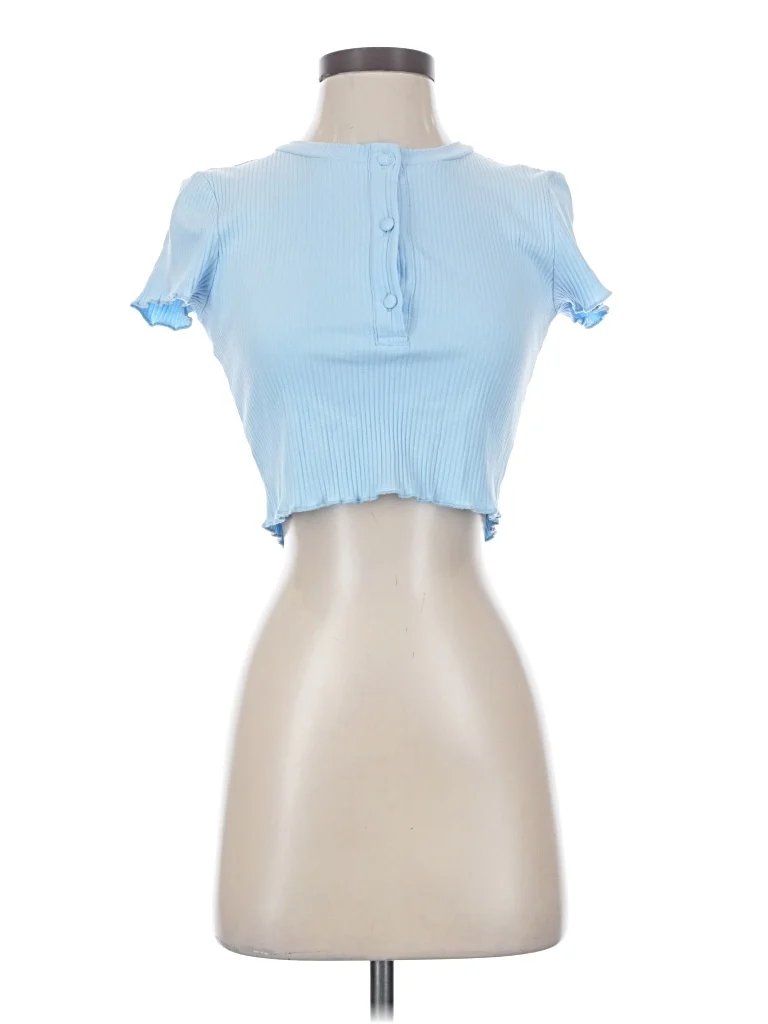 Superdown Short Sleeve Top Blue Keyhole Neckline Tops - Used - Size Small