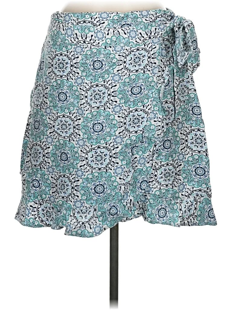 Ann Taylor LOFT Casual Skirt: Teal Paisley Pattern Bottoms - Size 6