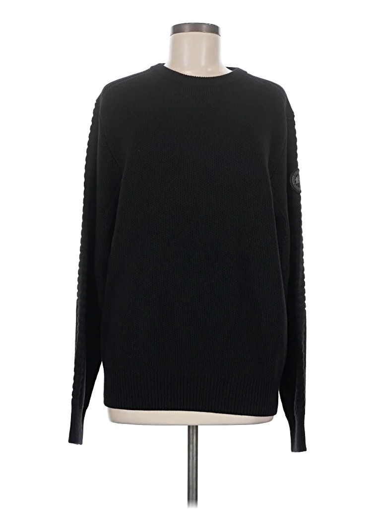 Canada Goose Wool Pullover Sweater: Black Solid Pattern Sweaters & Sweatshirts - Size Medium