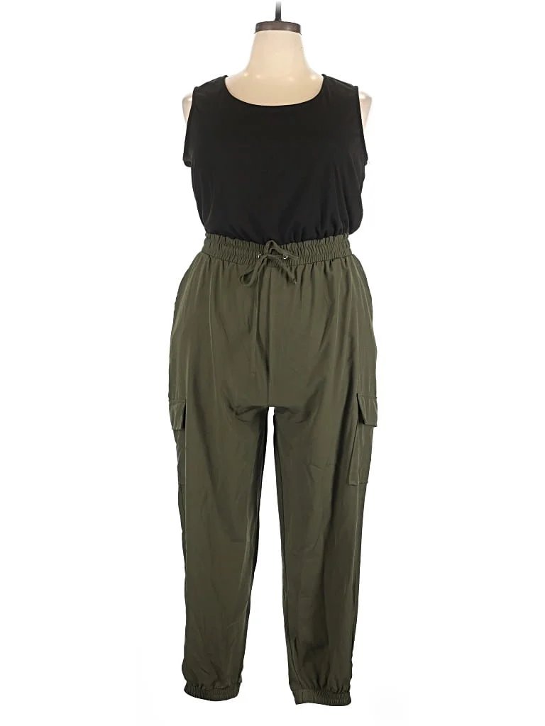Block Shop Jumpsuit: Green Solid Pattern Jumpsuits - Size 2X