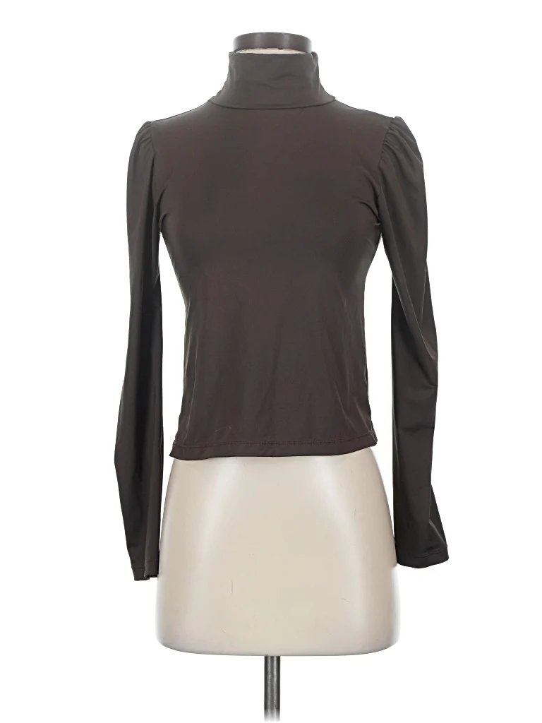 Byrdie Golf Social Wear Long Sleeve Turtleneck: Brown Tops - Size Small