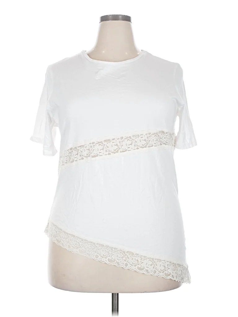 Altar'd State Short Sleeve Top Ivory One Shoulder Neckline Tops - Used - Size 2X