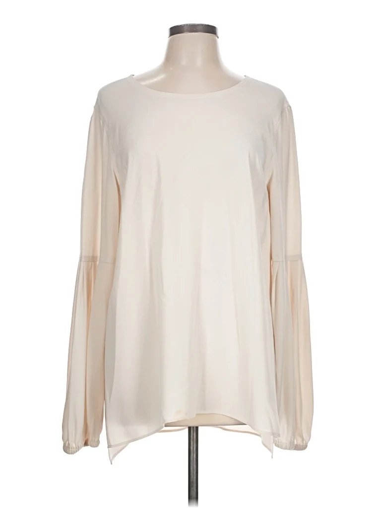 Elizabeth and James Long Sleeve Blouse: Ivory Tops - Size Large