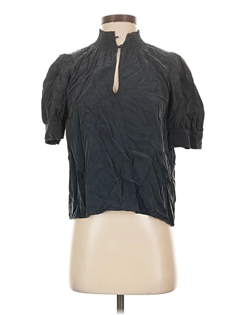 Evereve Short Sleeve Blouse: Gray Tops - Size Small