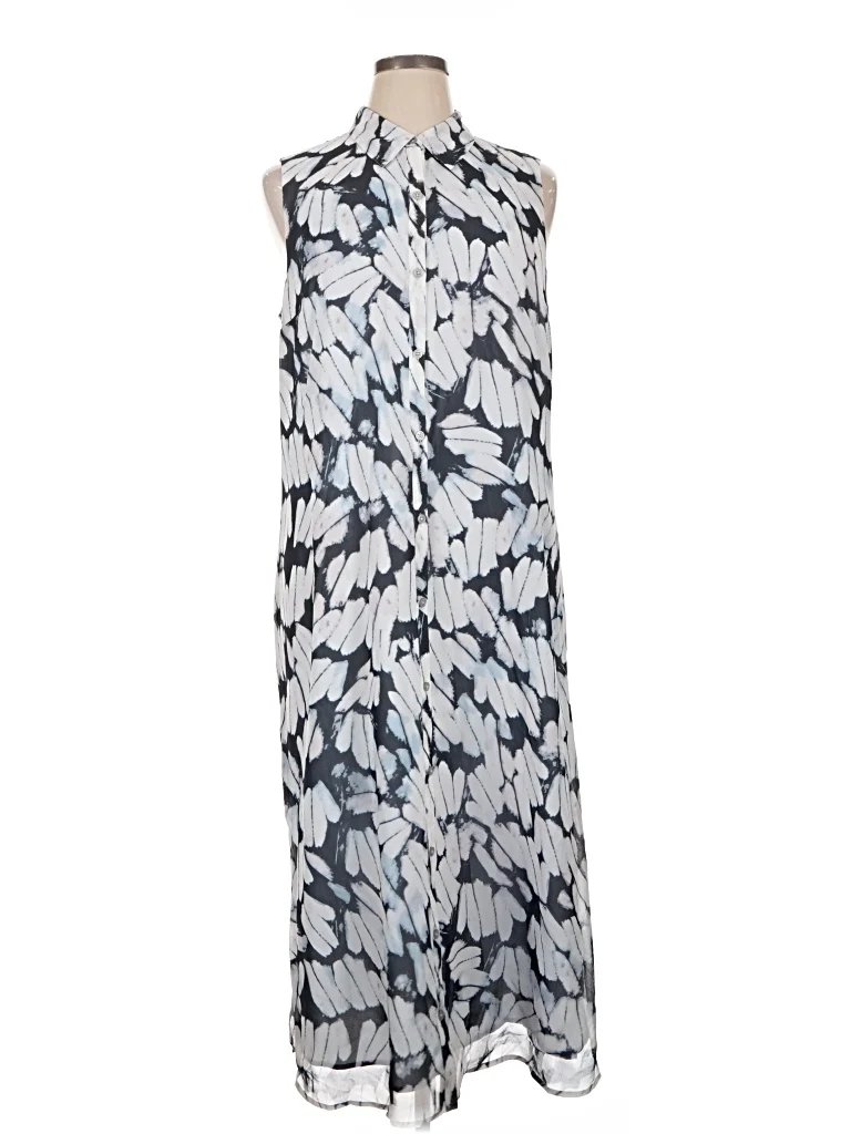 CAbi Casual Dress: Silver Print Pattern Dresses - Used - Size X-Large