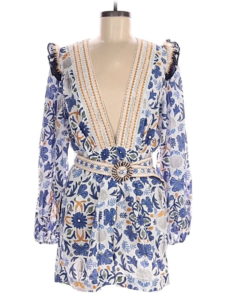 Caroline Constas Romper: Blue Paisley Pattern Rompers - Size Medium
