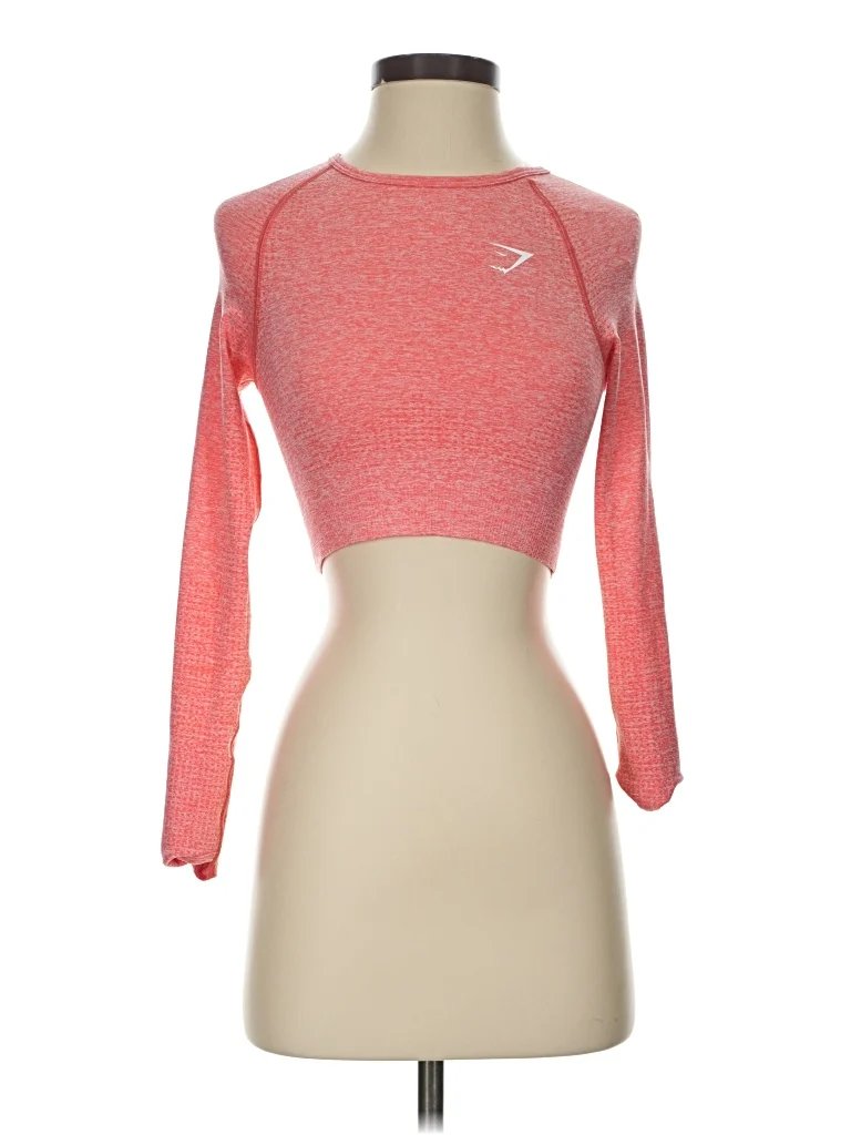 Gymshark 3/4 Sleeve T-Shirt: Red Tops - Size Small