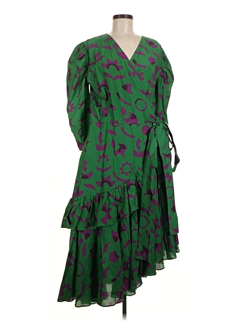 Jessie Zhao New York Cocktail Dress - Wrap: Green Dresses - Used - Size 8